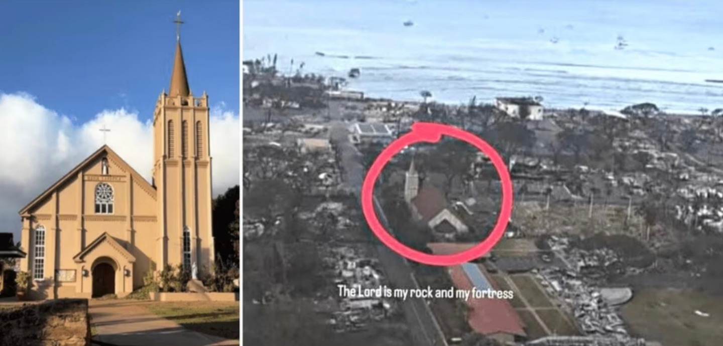 In mezzo al fuoco delle Hawaii resta in piedi la chiesa di Maria Lanakila