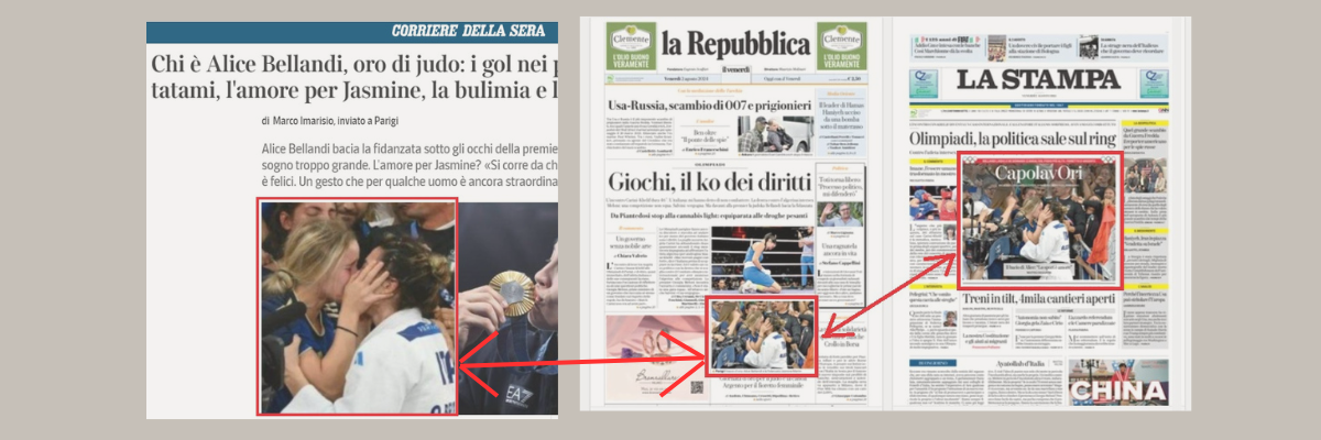 Olimpiadi, i media mainstream esaltano il bacio saffico. Chissà perché